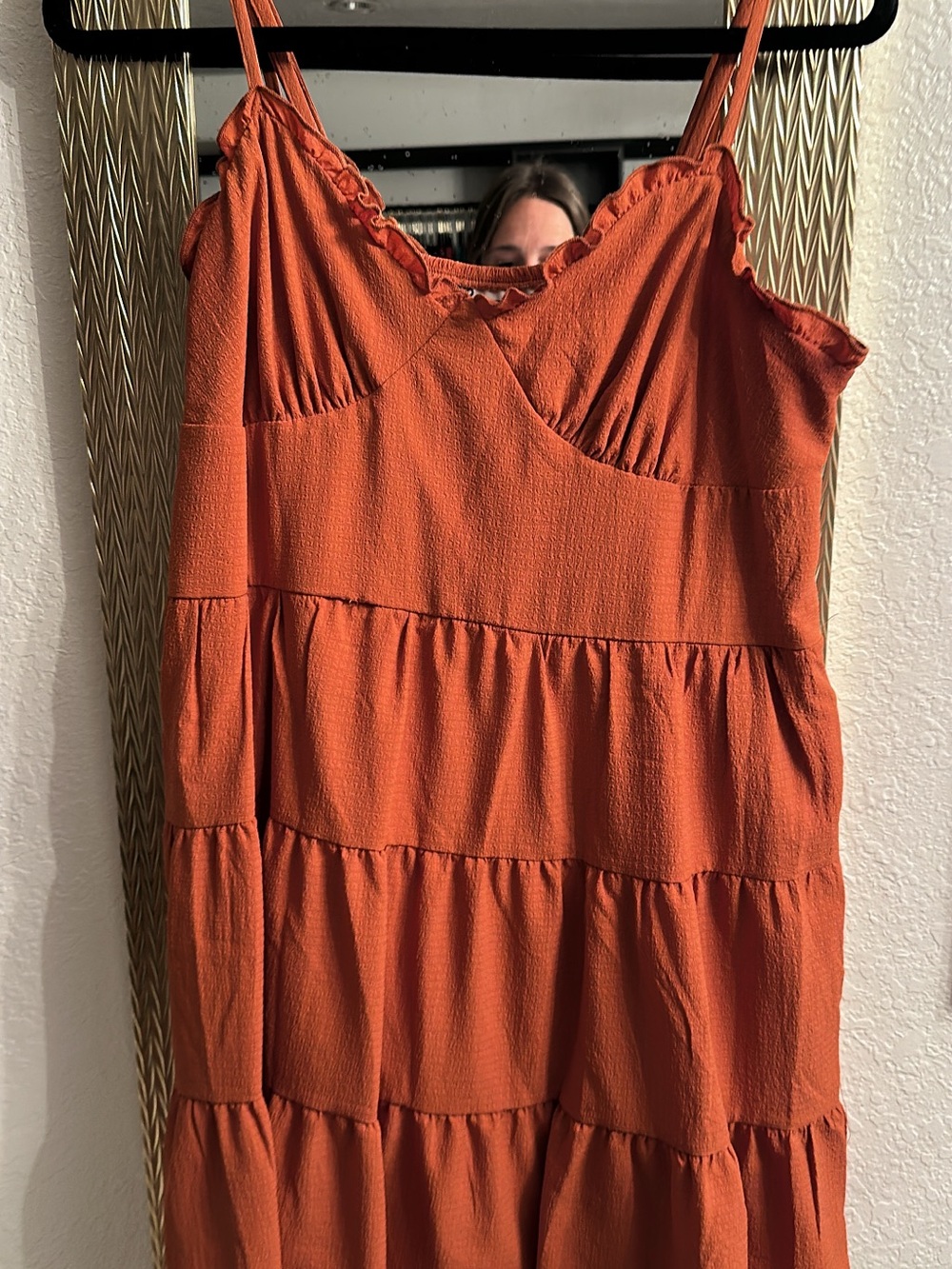No Boundaries Orange Tiered Midi Sundress